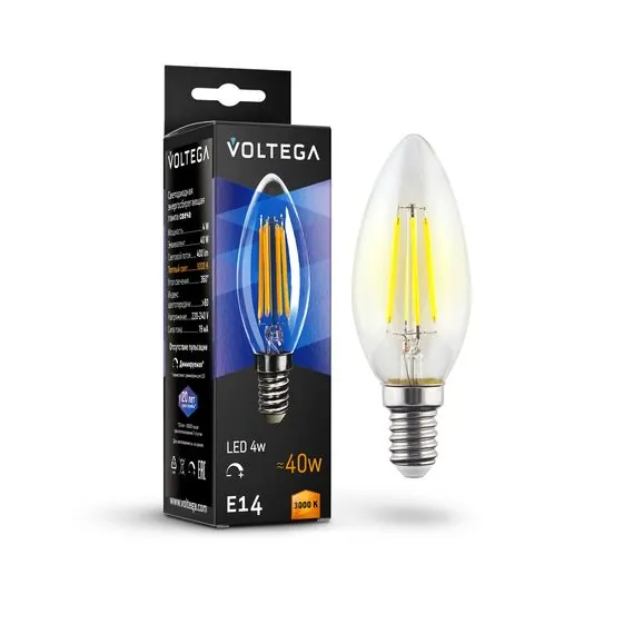 Voltega   8460 Лампа филаментная диммируемая Voltega Candle dim E14 5W 2800K 8460, изображение 3