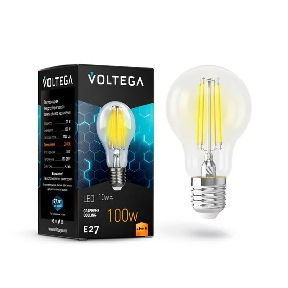 Voltega   7102 Филаментная лампа Voltega General E27 10W 2800K 7102