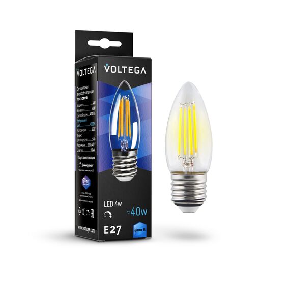 Voltega   8463 Лампа филаментная диммируемая Voltega Candle dim E27 5W 4000K 8463, изображение 2