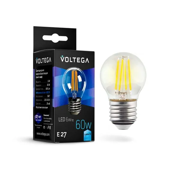 Voltega   7024 Филаментная лампа Voltega Globe E27 6W 4000K 7024, изображение 2