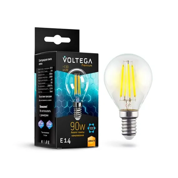 Voltega   7136 Филаментная лампа Voltega Globe E14 9W 2800K Graphene 7136, изображение 2