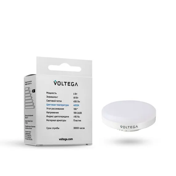 Voltega   7771 Светодиодная лампа Voltega GX53 6W 4000K 7771, изображение 3