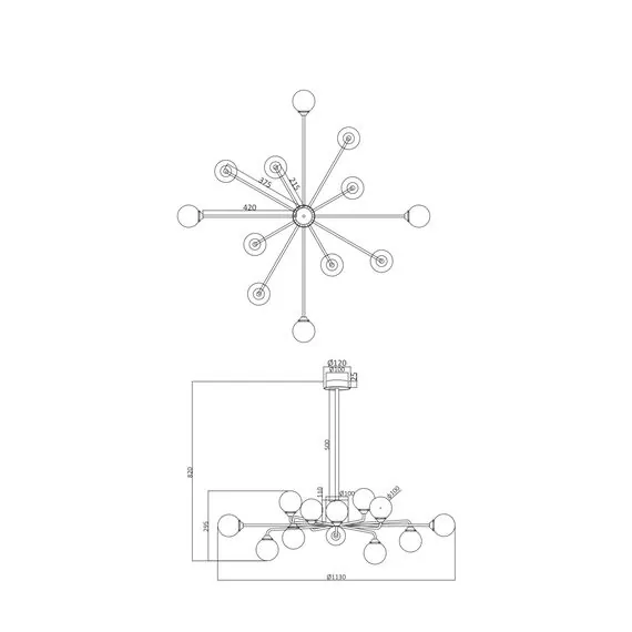 Freya FR5120PL-12G Люстра на штанге Alexis, изображение 2