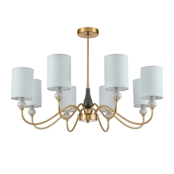 LUMION 6590/8 CLASSI LN25 57 латунь/мятный зеленый, металл, керамика/текстиль Люстра подвесная E14 8*40W 220V ANRI