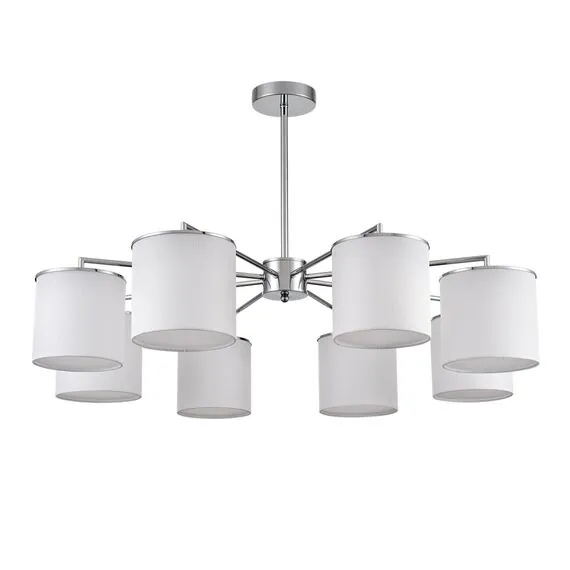 LUMION 6591/8 CLASSI LN25 62 хром/белый, металл/текстиль Люстра подвесная E14 8*40W 220V SUNTORI