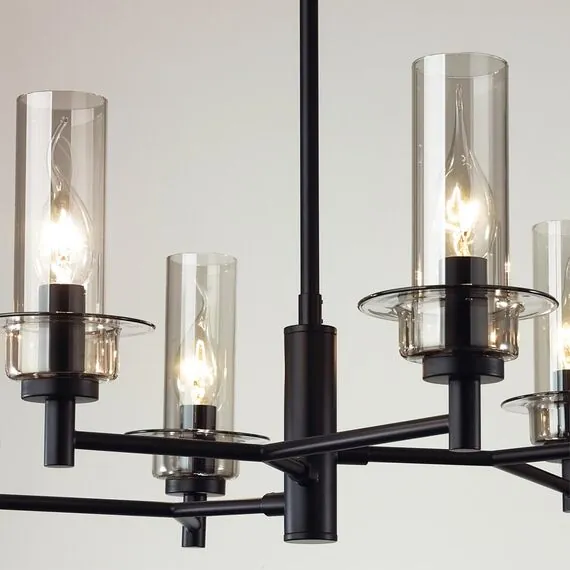 LUMION 6555/6C CLASSI LN25 29 черный/дымчатый/металл/стекло Люстра потолочная E14 6*40W 220V MADONNA, изображение 3