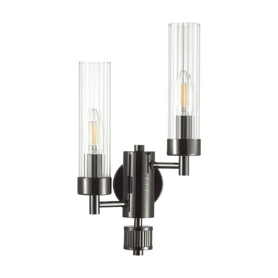 LUMION 5275/2W CLASSI LN23 37 черный хром Бра E14 2*40W 220V KAMILLA