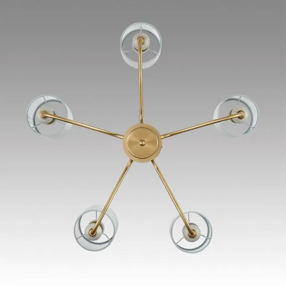 LUMION 6590/5 CLASSI LN25 57 латунь/мятный зеленый, металл, керамика/текстиль Люстра подвесная E14 5*40W 220V ANRI, изображение 4