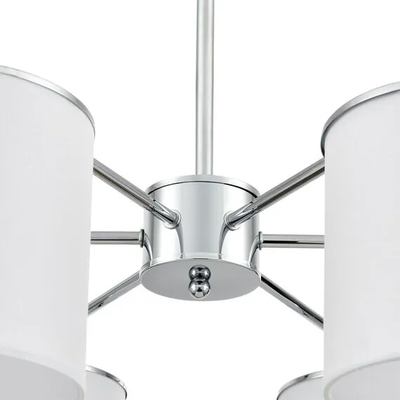 LUMION 6591/6 CLASSI LN25 62 хром/белый, металл/текстиль Люстра подвесная E14 6*40W 220V SUNTORI, изображение 3