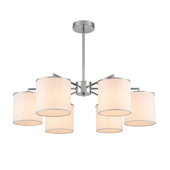 LUMION 6591/6 CLASSI LN25 62 хром/белый, металл/текстиль Люстра подвесная E14 6*40W 220V SUNTORI, изображение 5