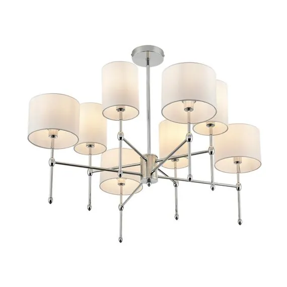 LUMION 6589/8C CLASSI LN25 60 хром/белый, металл/текстиль Люстра потолочная E14 8*40W 220V LATTI, изображение 7
