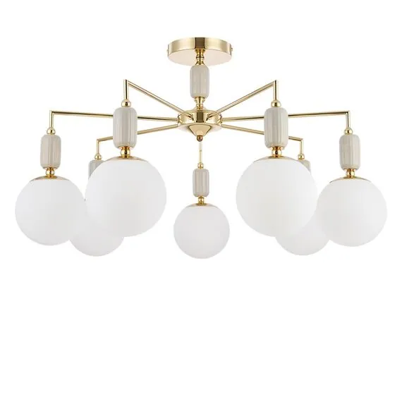 LUMION 6580/7C CLASSI LN25 54 французское золото, серый/белый металл, керамика/стекло Люстра потолочная E14 7*40W 220V VIVIEN