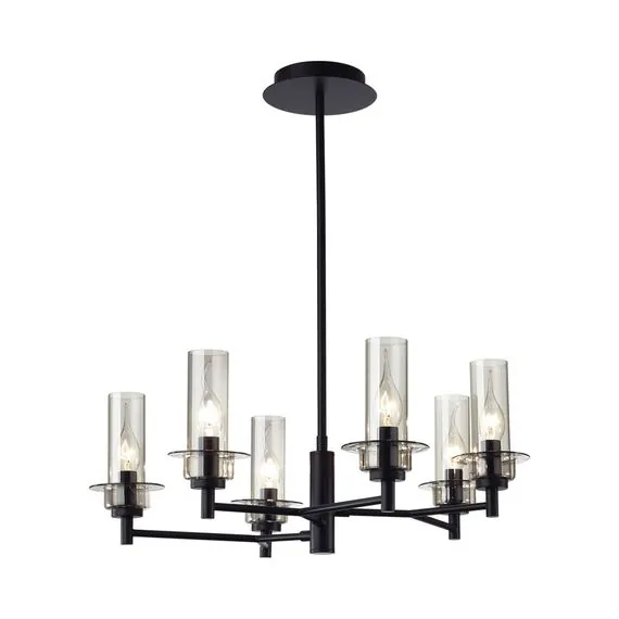 LUMION 6555/6C CLASSI LN25 29 черный/дымчатый/металл/стекло Люстра потолочная E14 6*40W 220V MADONNA, изображение 4