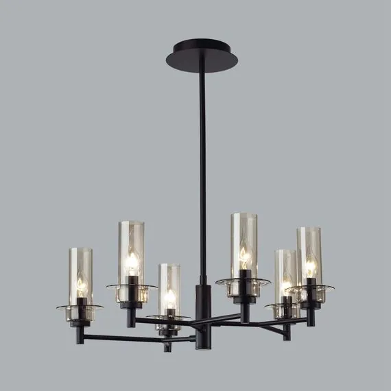 LUMION 6555/6C CLASSI LN25 29 черный/дымчатый/металл/стекло Люстра потолочная E14 6*40W 220V MADONNA, изображение 5