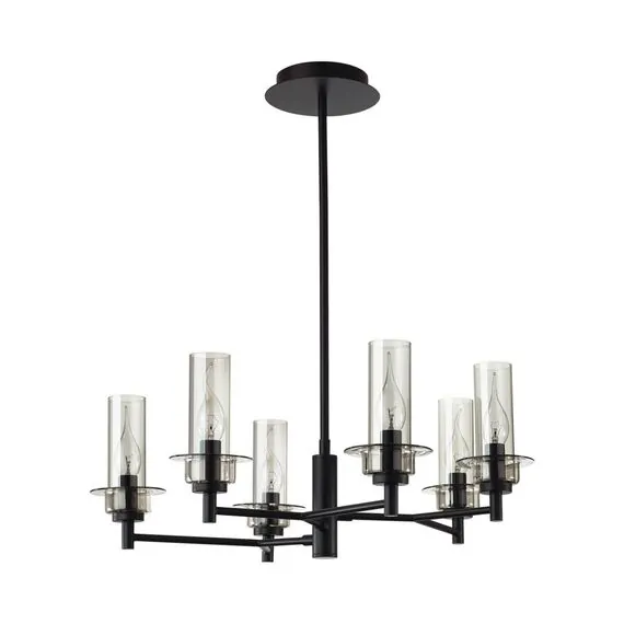 LUMION 6555/6C CLASSI LN25 29 черный/дымчатый/металл/стекло Люстра потолочная E14 6*40W 220V MADONNA