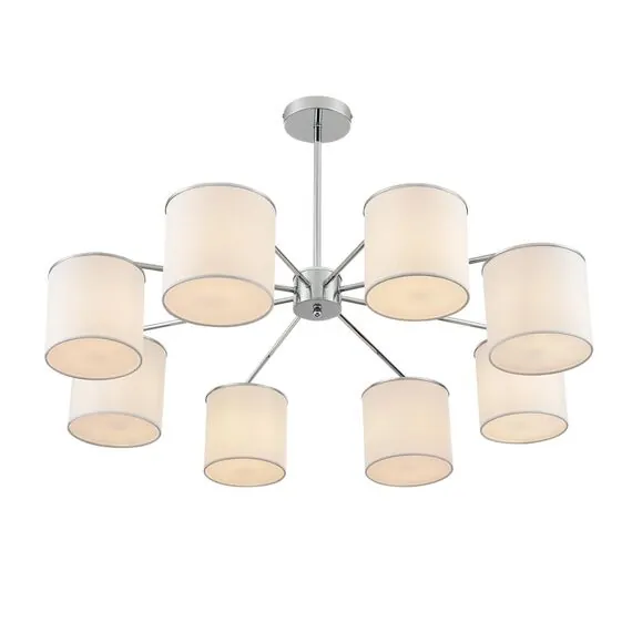 LUMION 6591/8 CLASSI LN25 62 хром/белый, металл/текстиль Люстра подвесная E14 8*40W 220V SUNTORI, изображение 6