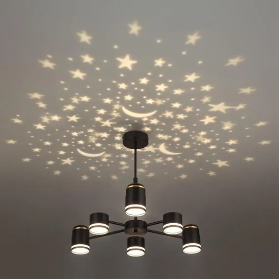 LUMION 8234/6C COMFI LN25 000 черный, металл/акрил Люстра потолочная LED GX53 6*10W + LED-проектор 3*5W 2700К 220V VIRSAVA, изображение 3