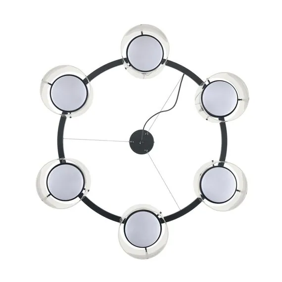 LUMION 8232/6 COMFI LN25 193 черный/прозрачный, металл/стекло Светильник подвесной LED GX70 6*10W 220V NATALINA, изображение 3