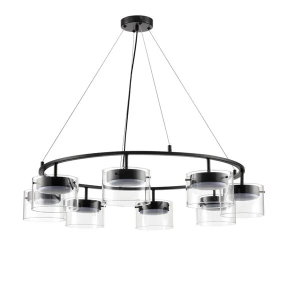 LUMION 8232/8 COMFI LN25 193 черный/прозрачный, металл/стекло Светильник подвесной LED GX70 8*10W 220V NATALINA