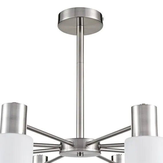 LUMION 8099/8C COMFI LN25 75 никель/белый металл/стекло Люстра потолочная Е14 8*40W 220V MAVE, изображение 4