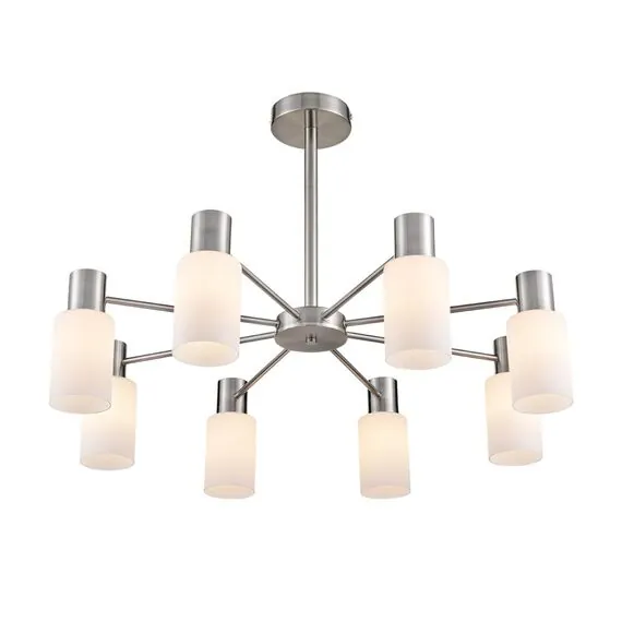 LUMION 8099/8C COMFI LN25 75 никель/белый металл/стекло Люстра потолочная Е14 8*40W 220V MAVE, изображение 7