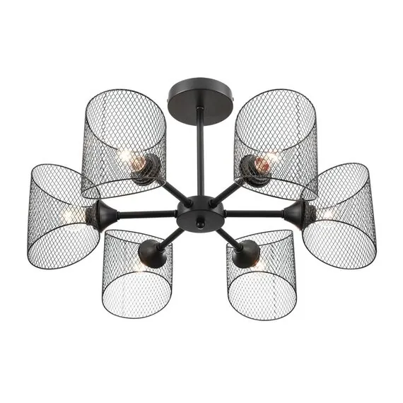 LUMION 8238/6C COUNTY LN25 258 черный металл Люстра потолочная Е27 6*60W 220V TIDINA, изображение 6