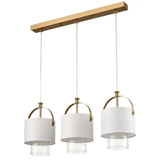 LUMION 6593/3A MODERNI LN25 324 латунь/белый, металл/текстиль, стекло Подвес E14 3*40W 220V JANE