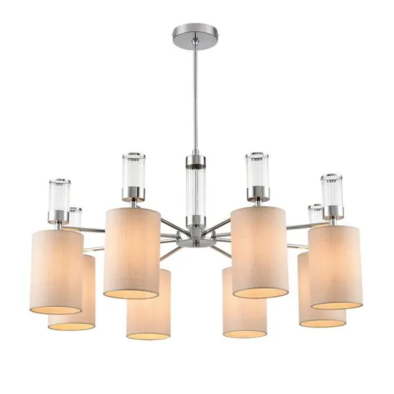 LUMION 6585/8 MODERNI LN25 56 хром/бежевый, металл/текстиль, стекло Люстра подвесная E14 8*40W 220V ARNIKA, изображение 4