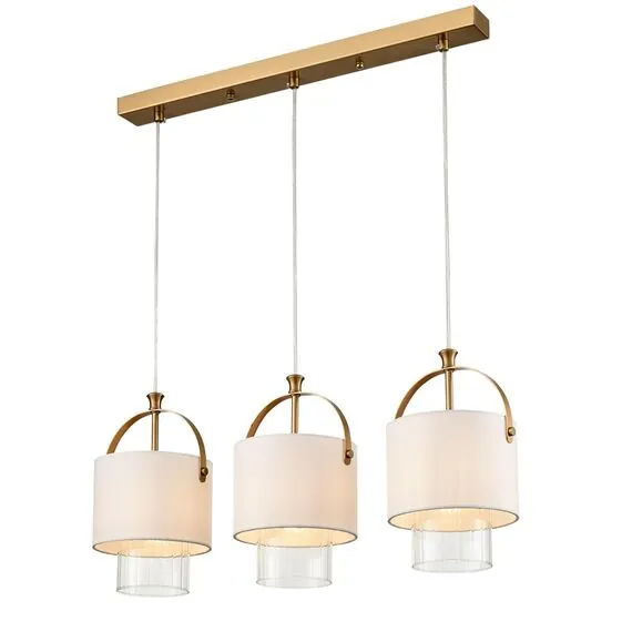 LUMION 6593/3A MODERNI LN25 324 латунь/белый, металл/текстиль, стекло Подвес E14 3*40W 220V JANE, изображение 5