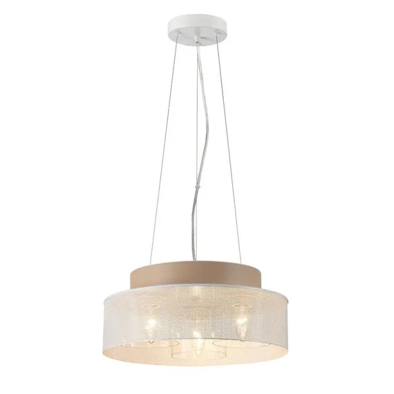 LUMION 6599/3C MODERNI LN25 156 белый/белый, бежевый металл, эко кожа/металл, стекло Подвесной светильник Е27 3*60W 220V BASALTO, изображение 5