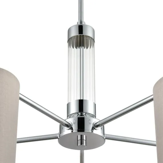 LUMION 6585/5 MODERNI LN25 56 хром/бежевый, металл/текстиль, стекло Люстра подвесная E14 5*40W 220V ARNIKA, изображение 3