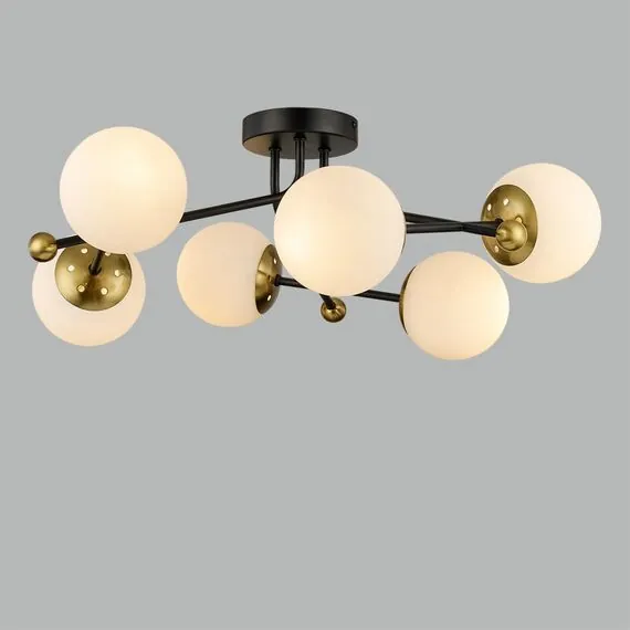 LUMION 6581/6C MODERNI LN25 108 черный, золотой/белый металл  /стекло Люстра потолочная E14 6*40W 220V MELODY, изображение 3