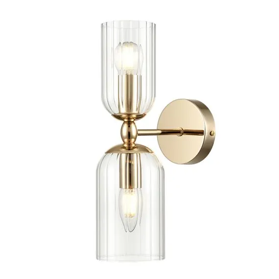 LUMION 6586/2W MODERNI LN25 89 золото/прозрачный, металл/стекло Бра E14 2*40W 220V KASSIA, изображение 4