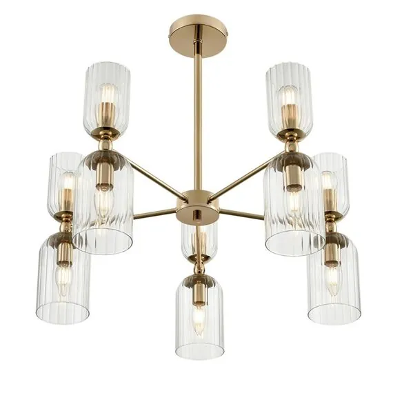 LUMION 6586/10 MODERNI LN25 89 золото/прозрачный, металл/стекло Люстра подвесная E14 10*40W 220V KASSIA, изображение 6