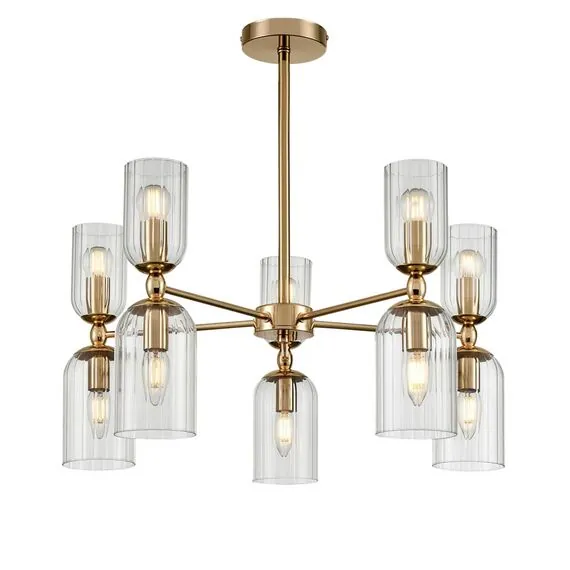 LUMION 6586/10 MODERNI LN25 89 золото/прозрачный, металл/стекло Люстра подвесная E14 10*40W 220V KASSIA, изображение 5