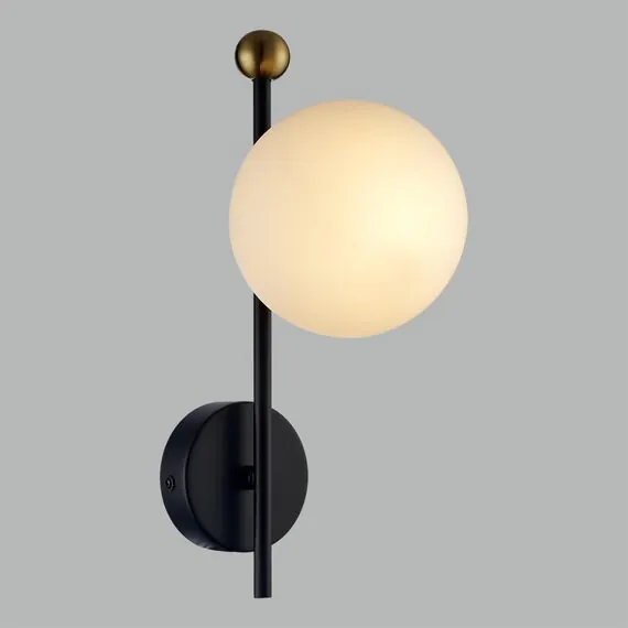 LUMION 6581/1W MODERNI LN25 108 черный, золотой/белый металл  /стекло Настенный светильник E14 1*40W 220V MELODY, изображение 3