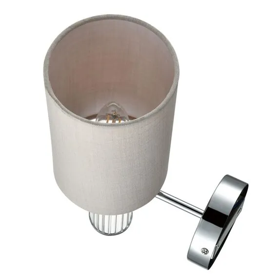 LUMION 6585/1W MODERNI LN25 56 хром/бежевый, металл/текстиль, стекло Бра E14 1*40W 220V ARNIKA, изображение 3