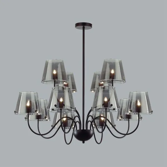 LUMION 6570/12C MODERNI LN25 104 черный/дымчатый/металл/стекло Люстра потолочная G9 12*20W 220V SMOKY, изображение 5
