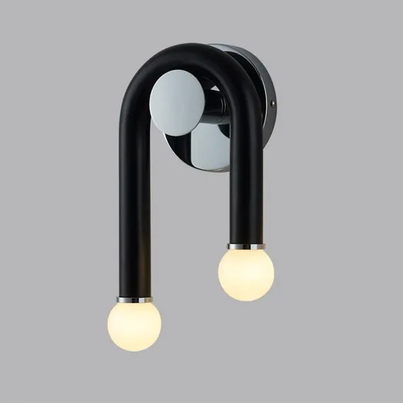 LUMION 5699/2W MODERNI LN23 119 чёрный, хром Бра E14 2*60W 220V CASPIAN, изображение 3