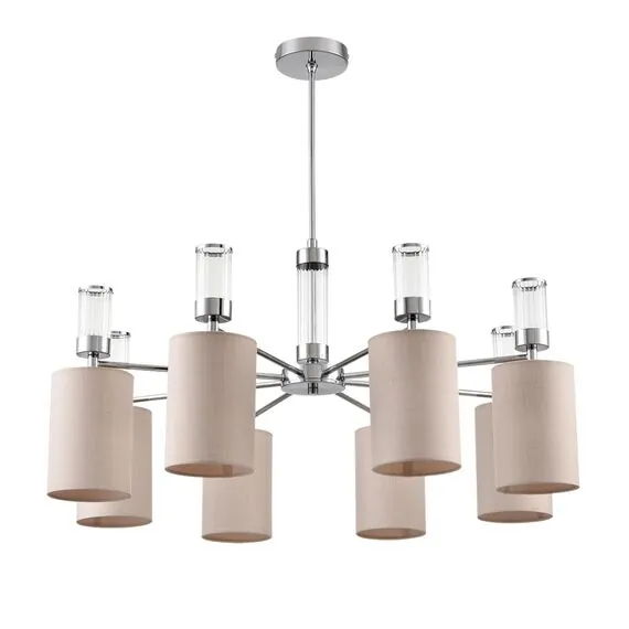 LUMION 6585/8 MODERNI LN25 56 хром/бежевый, металл/текстиль, стекло Люстра подвесная E14 8*40W 220V ARNIKA