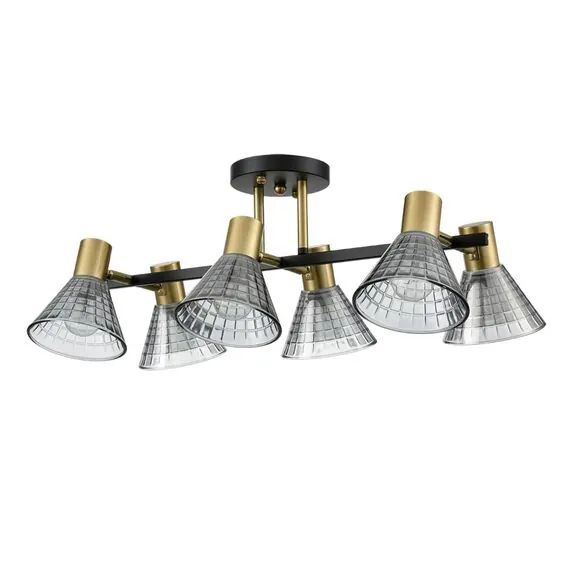 LUMION 8044/6C MODERNI LN25 186 черный, латунь/дымчатый металл/стекло Люстра потолочная Е14 6*40W 220V ANRIYA