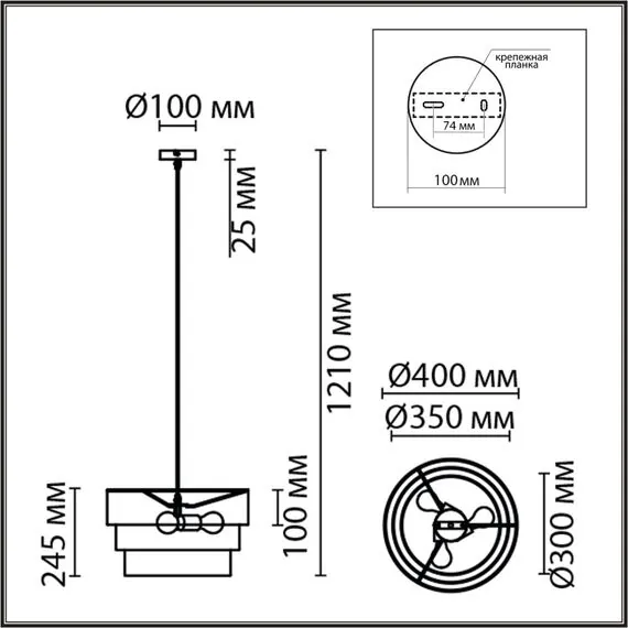 LUMION 8038/3 MODERNI LN25 133 никель/желтый/серый/белый, металл/текстиль Подвесной светильник Е27 3*60W 220V ILAIDA, изображение 2