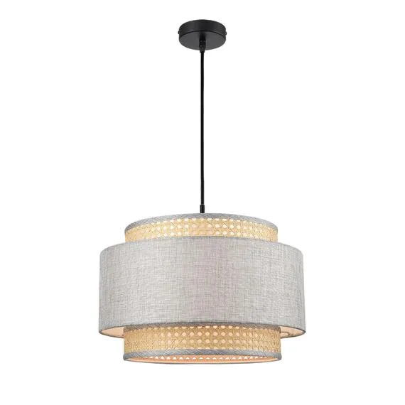LUMION 8043/1 MODERNI LN25 266 черный/серый/бежевый, металл/текстиль/ротанг Подвесной светильник Е27 1*60W 220V LAUNA, изображение 7