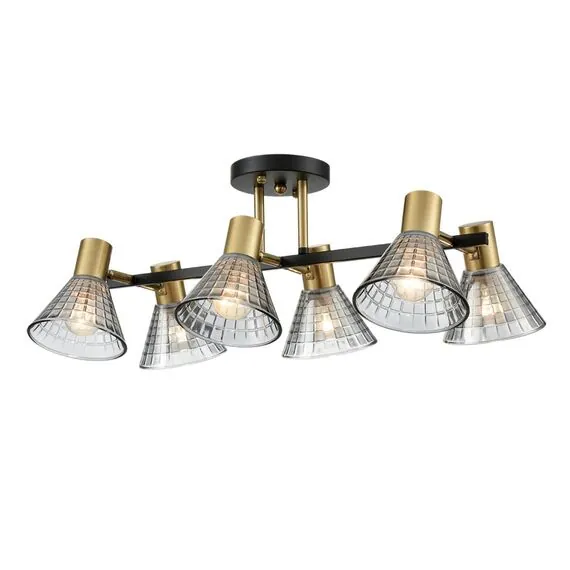 LUMION 8044/6C MODERNI LN25 186 черный, латунь/дымчатый металл/стекло Люстра потолочная Е14 6*40W 220V ANRIYA, изображение 4