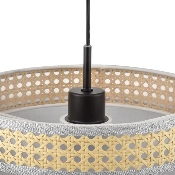 LUMION 8043/1 MODERNI LN25 266 черный/серый/бежевый, металл/текстиль/ротанг Подвесной светильник Е27 1*60W 220V LAUNA, изображение 4