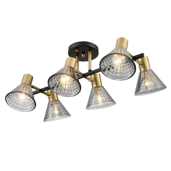 LUMION 8044/6C MODERNI LN25 186 черный, латунь/дымчатый металл/стекло Люстра потолочная Е14 6*40W 220V ANRIYA, изображение 5