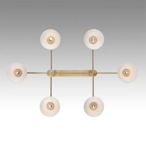 LUMION 8113/6 MODERNI LN25 184 латунь/белый, металл/стекло Люстра потолочная E27 6*60W 220V CORNE, изображение 5