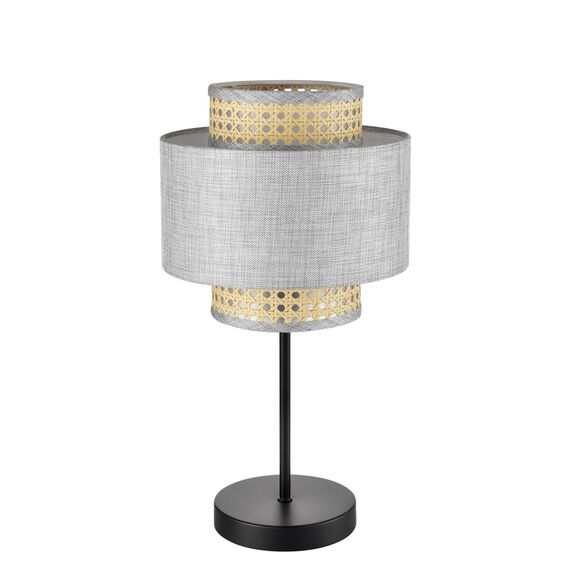 LUMION 8043/1T MODERNI LN25 266 черный/серый/бежевый, металл/текстиль/ротанг Настольная лампа Е27 1*60W 220V LAUNA