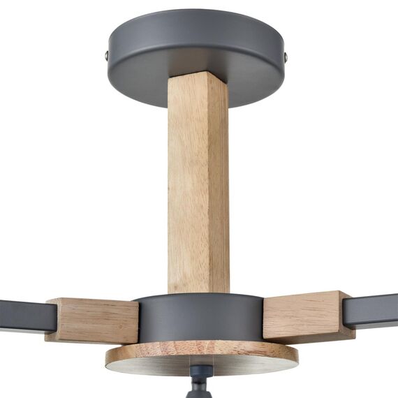 LUMION 8096/3C MODERNI LN25 267 серый/серый металл, дерево/металл Люстра потолочная Е27 3*60W 220V COLANGE, изображение 4