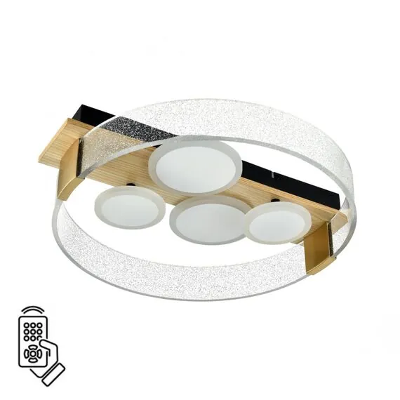 SONEX 7742/40L MITRA LED SN 077 Светильник металл/акрил/МДФ/белый/под дерево/прозрачный/черный LED 40Вт 3000-6000К 470x420 IP20 пульт ДУ SPOTS